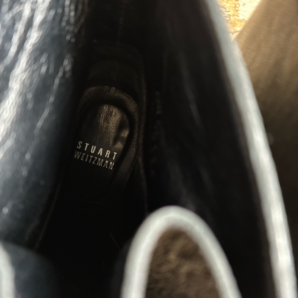 Stuart Weitzman Black Lace-Up Leather Boots - Picture 2 of 3